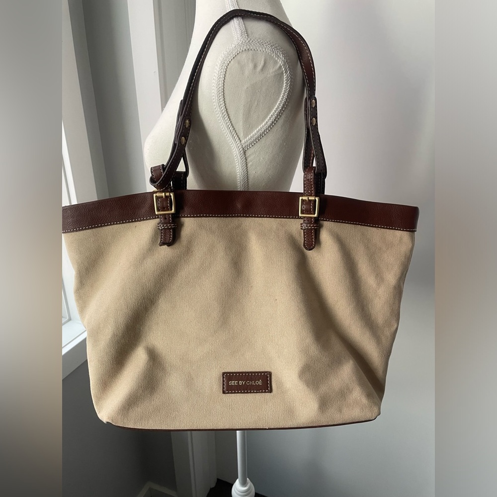 See By Chloe leather trimmed Canvas Tote